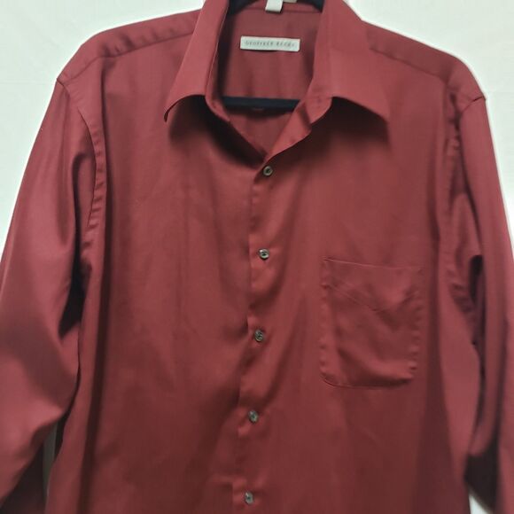 Geoffrey Beene Classic Fit Men’s Burgundy Long Sleeve Button-Down Shirt 16.5 POE - Picture 8 of 9